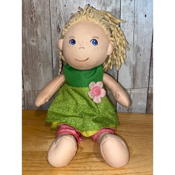 HABA Mali 12" Soft Doll with Blonde Hair, Blue Eyes and Embroidered Face - Picture 1 of 8